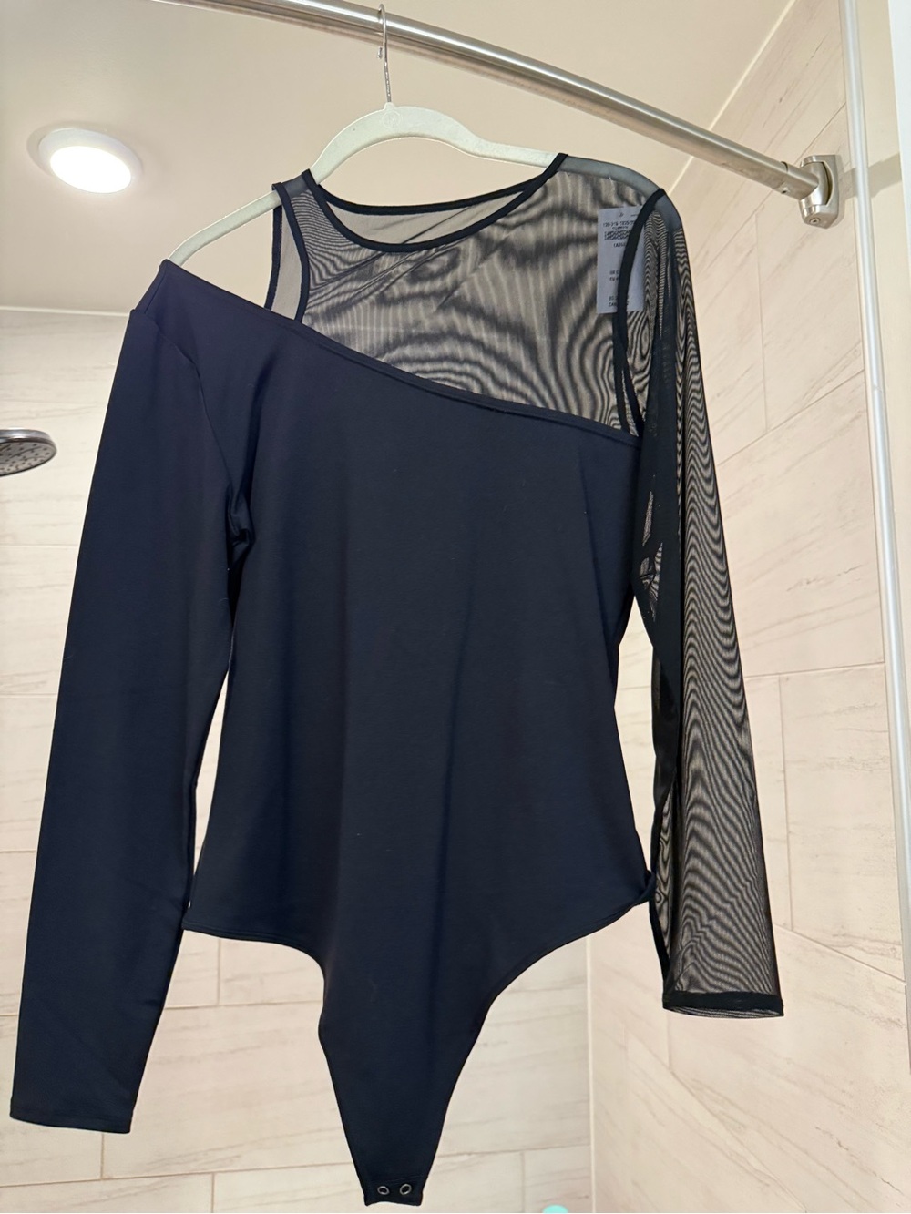 Abercrombie & Fitch Black Asymmetric Mesh Bodysuit